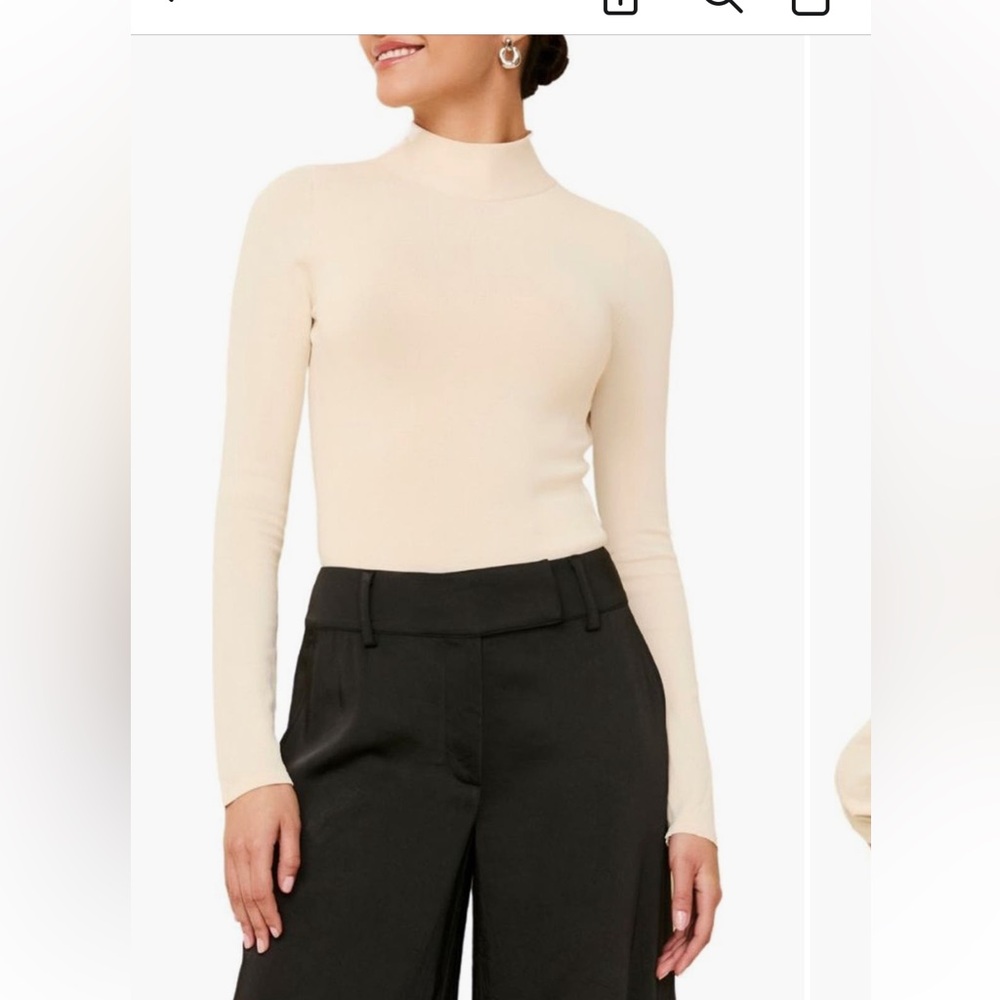 SOLID & STRIPED Cream Turtleneck Top